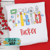 Personalized Christmas Tools with Lights Printed Shirt