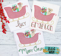 Personalized Christmas Sleigh with Pup Sketch Shirt