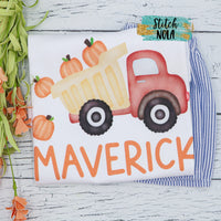 Personalized Dump Truck with Pumpkins Printed Shirt
