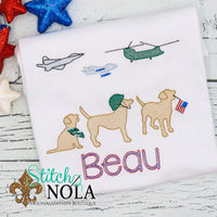 Personalized Patriotic Army Dogs Sketch Shirt