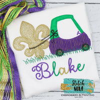 Personalized Mardi Gras Coupe with Fleur de lis Applique Shirt