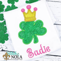 Personalized St. Patrick's Day Clover  with Crown Shamrock Appliqué Shirt
