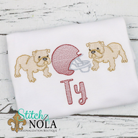Personalized Bulldog Football Trio Sketch Shirt