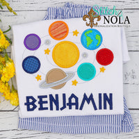 Personalized Solar System Planets Applique Shirt