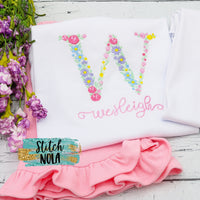 Personalized Pastel Floral Letter or Name Embroidered Shirt