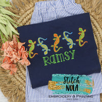 Personalized Lizard Sketch Set on Colored Garment