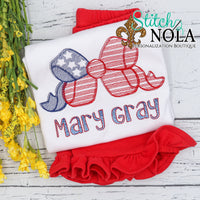 Personalized Patriotic Bow Flag Sketch Shirt