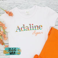 Personalized Fall Floral Letter or Name Embroidered Shirt