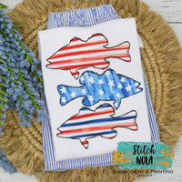 Patriotic Fish Trio Printed Shirt