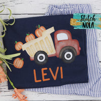 Personalized Dump Truck with Pumpkins Printed Shirt