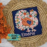 Personalized Funky Floral Turkey on Colored Garment