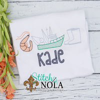 Personalized Shrimp Boat Sketch Trio Shirt