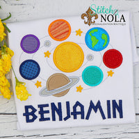 Personalized Solar System Planets Applique Shirt