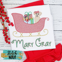 Personalized Christmas Sleigh with Pup Sketch Shirt