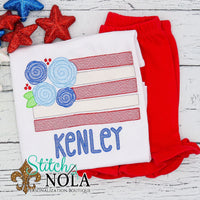 Personalized Patriotic Floral American Flag Sketch Shirt