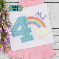 Personalized Birthday Rainbow Appliqué Shirt