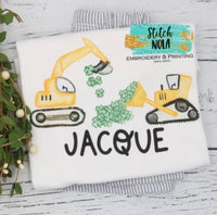 Personalized St. Patrick's Day Excavators With Clovers Printed Shirt