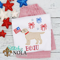 Personalized Patriotic Dog with Fireworks Sketch Shirt