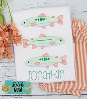 Personalized Fish Trio Sketch Shirt
