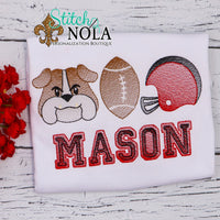 Personalized Red & Black Bulldog Football Trio Sketch Shirt