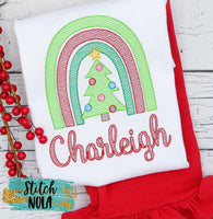 Personalized Christmas Tree Rainbow Sketch Shirt