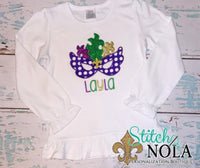 Personalized Mardi Gras Mask Applique Shirt
