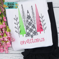 Personalized Winter Tree Sketch Trio Shirt
