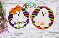 Personalized Halloween Ghost Circle Appliqué Shirt