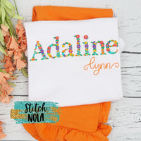 Personalized Fall Floral Letter or Name Embroidered Shirt