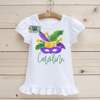 Mardi Gras Mask with Feathers Printed Shirt