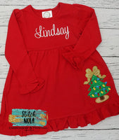 Christmas Tree with Lights Appliqué on Colored Garment