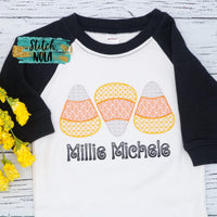 Personalized Candy Corn Sketch Trio Shirt