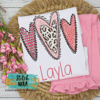 Girl Valentine Funky Pink Heart Trio Printed Shirt