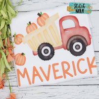 Personalized Dump Truck with Pumpkins Printed Shirt