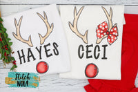 Personalized Reindeer Antlers Printed Shirt