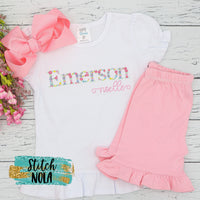 Personalized Pastel Floral Letter or Name Embroidered Shirt