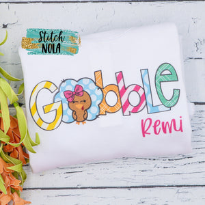 Personalized Girl Gobble Printed Shirt