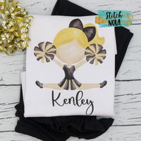 Personalized Black & Gold Cheerleader Printed Shirt