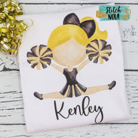 Personalized Black & Gold Cheerleader Printed Shirt