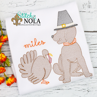 Personalized Thanksgiving Pilgrim Dog With Turkey Sketch Shirt