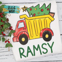 Personalized Christmas Dump Truck Printed Shirt