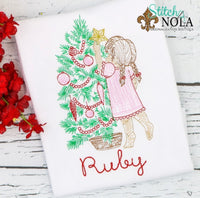 Personalized Christmas Tree with Child Sketch Shirt
