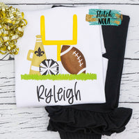 Personalized Black & Gold Cheer Goal Post Printed Shirt