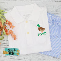 Personalized Mallard Duck Embroidered Collared Shirt