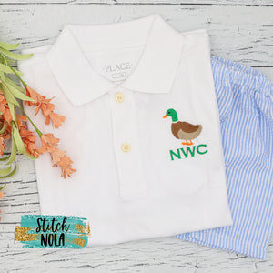Personalized Mallard Duck Embroidered Collared Shirt