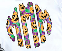 Adult Halloween Scalloped Monogrammed Printed Tee