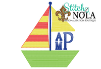 Personalized Sailboat Monogram Sketch Shirt