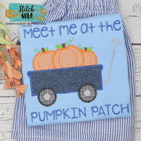 Pumpkin Wagon Applique on Colored Garment