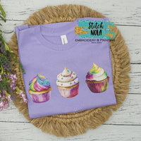 Mardi Gras Cupcakes Printed Tee