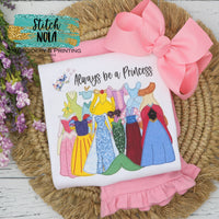 Always Be a Princess (all princesses) Printed Tee